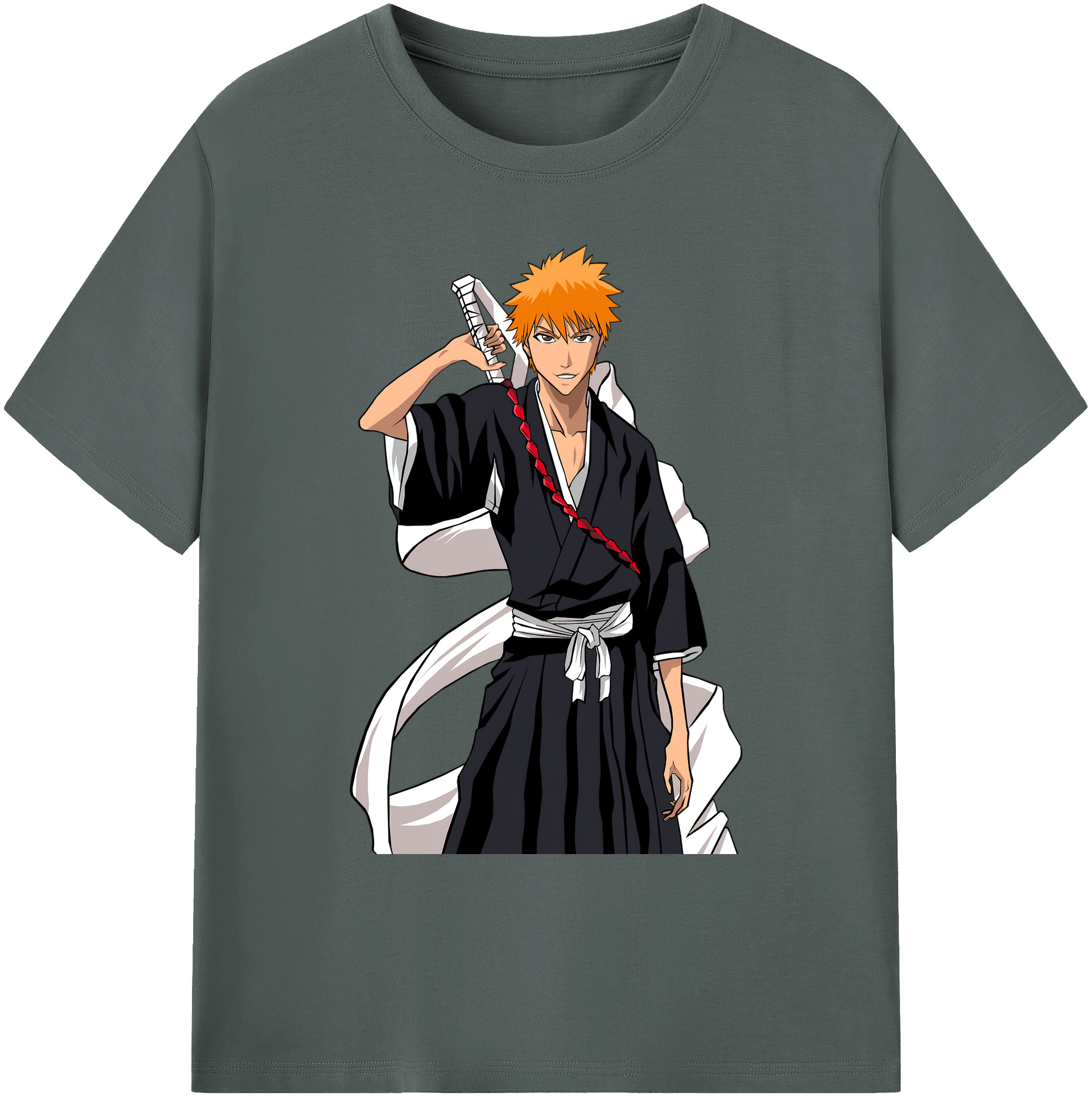 （画像用） ブリーチ 黒崎一護（くろさき いちご）BLEACH Kurosaki Ichigo 綿100％ メンズ半袖Tシャツ｜肌触りやわらか＆通気性